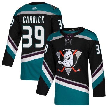 Adidas Anaheim Ducks Men's Sam Carrick Authentic Black Teal Alternate NHL Jersey