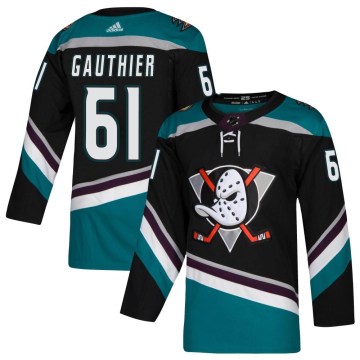 Adidas Anaheim Ducks Men's Cutter Gauthier Authentic Black Teal Alternate NHL Jersey