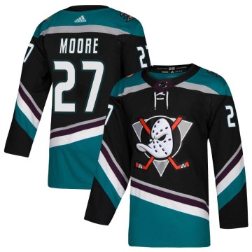 Adidas Anaheim Ducks Men's John Moore Authentic Black Teal Alternate NHL Jersey